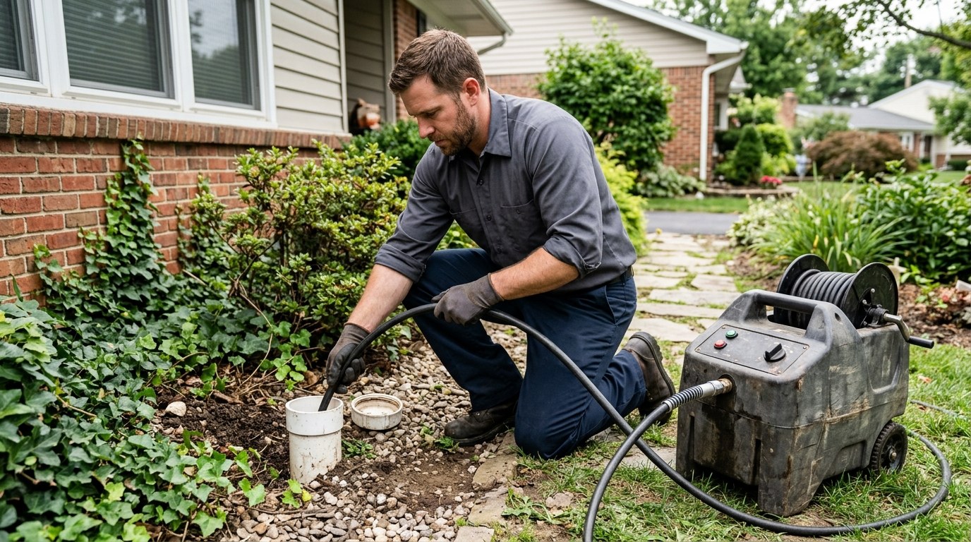 Licensed Master Plumber clearing drain lines in Texas